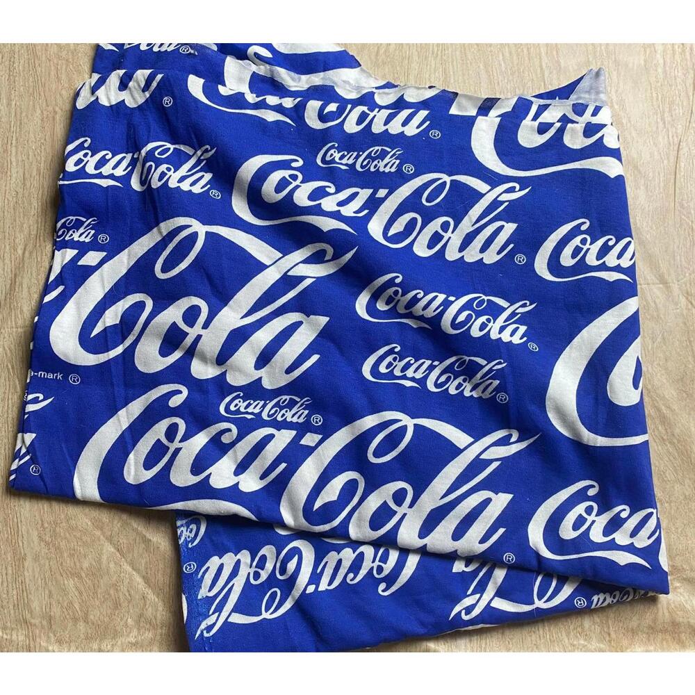 Blue and White Coca Cola Fabric Jersey-like Fabric One-Way Stretch 55" x 61"